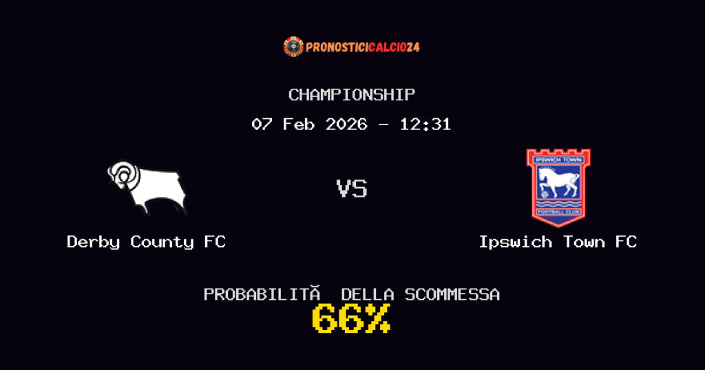 Derby County FC vs Ipswich Town FC Pronostici - Championship - IL CONSIGLIO