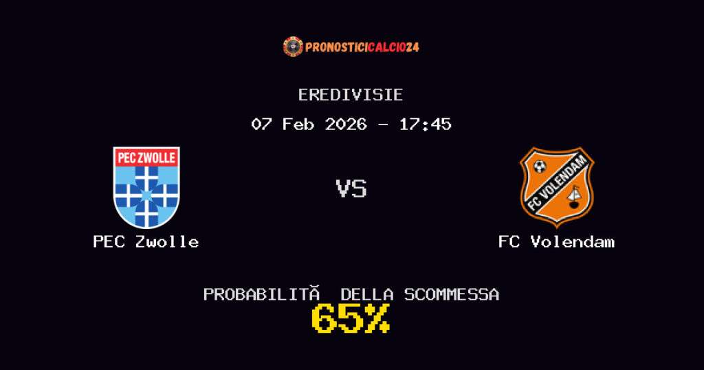 PEC Zwolle vs FC Volendam Pronostici - Eredivisie - IL CONSIGLIO