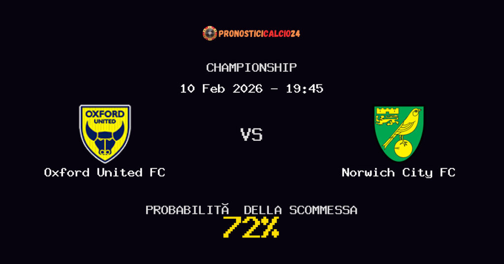 Oxford United FC vs Norwich City FC Pronostici - Championship - IL CONSIGLIO
