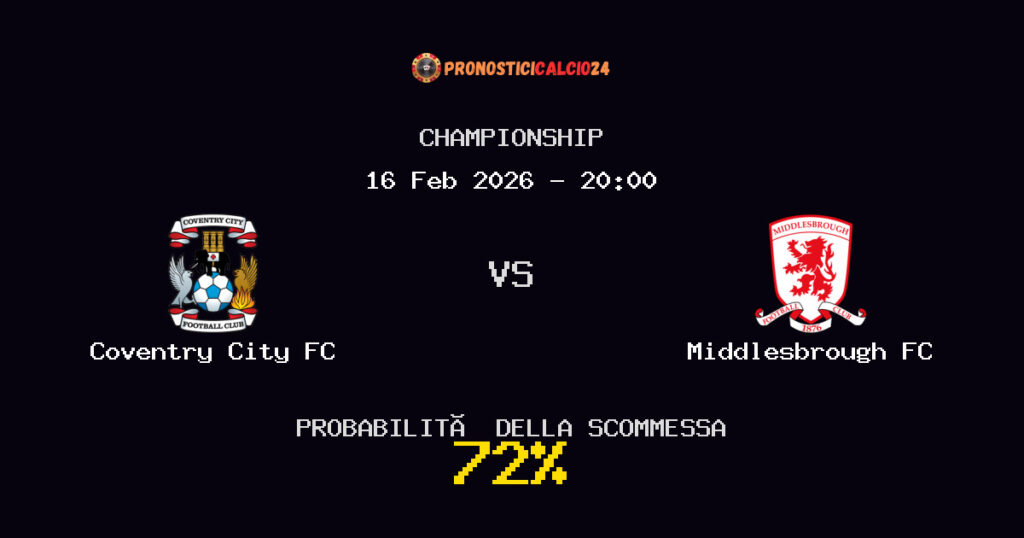 Coventry City FC vs Middlesbrough FC Pronostici - Championship - IL CONSIGLIO