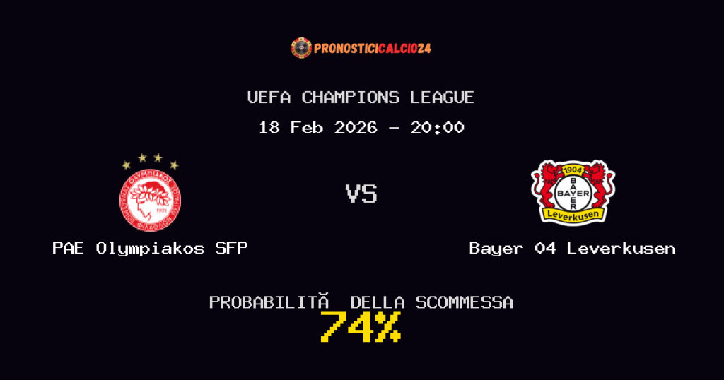 PAE Olympiakos SFP vs Bayer 04 Leverkusen Pronostici - UEFA Champions League - IL CONSIGLIO