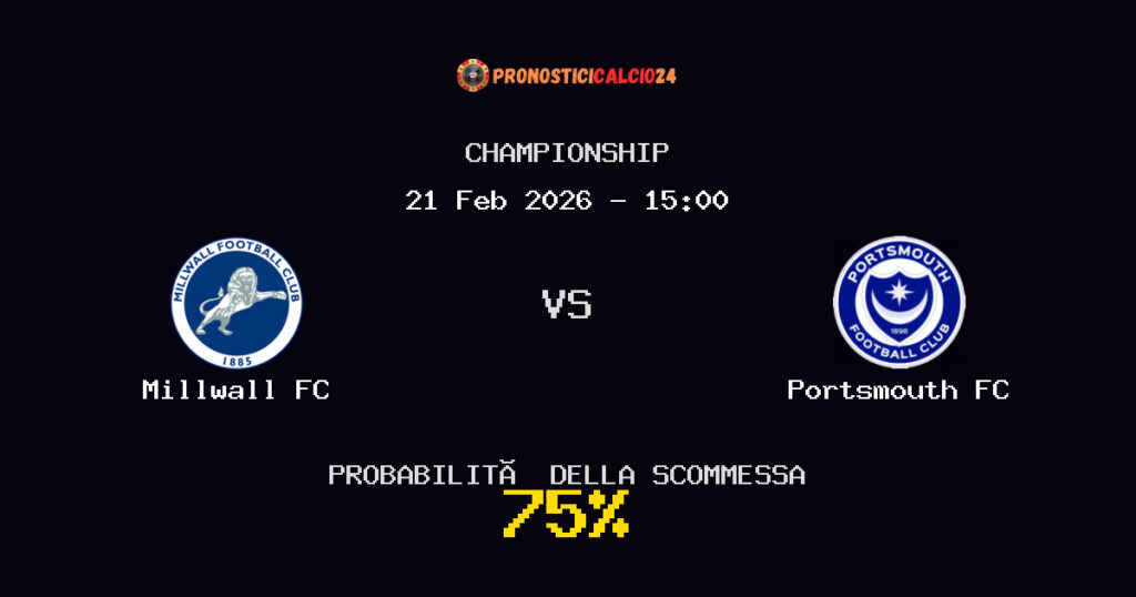 Millwall FC vs Portsmouth FC Pronostici - Championship - IL CONSIGLIO
