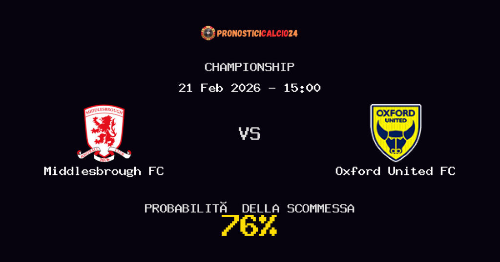 Middlesbrough FC vs Oxford United FC Pronostici - Championship - IL CONSIGLIO
