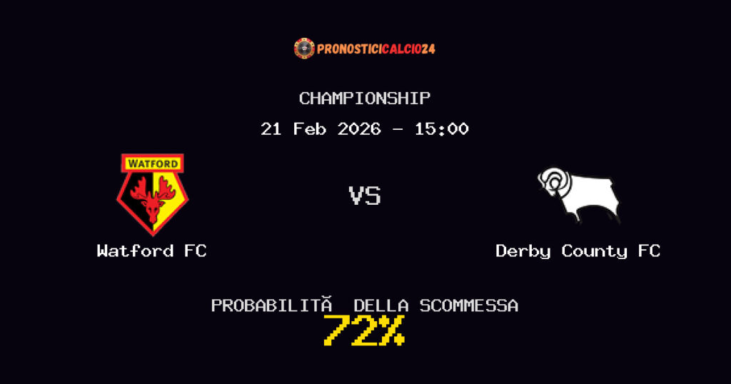 Watford FC vs Derby County FC Pronostici - Championship - IL CONSIGLIO