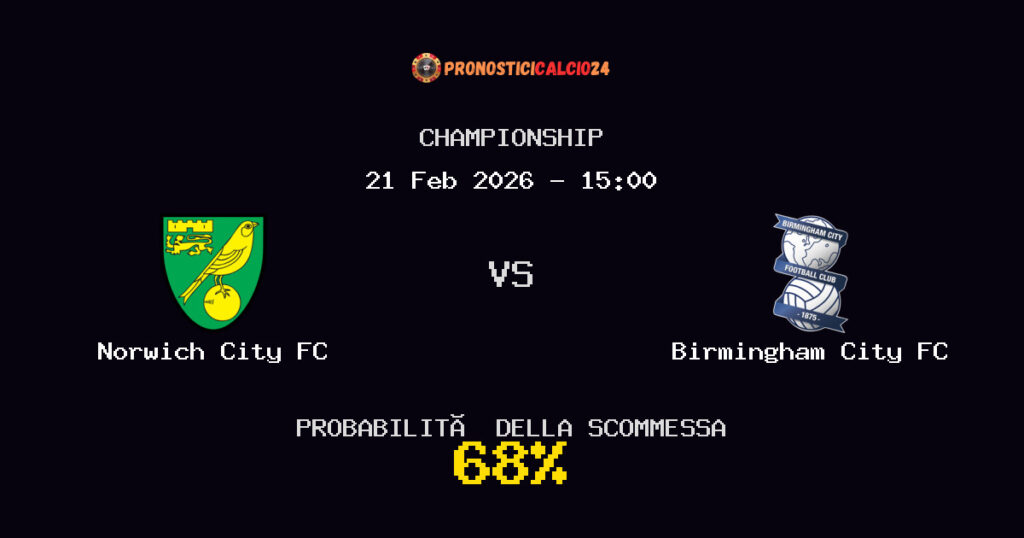 Norwich City FC vs Birmingham City FC Pronostici - Championship - IL CONSIGLIO