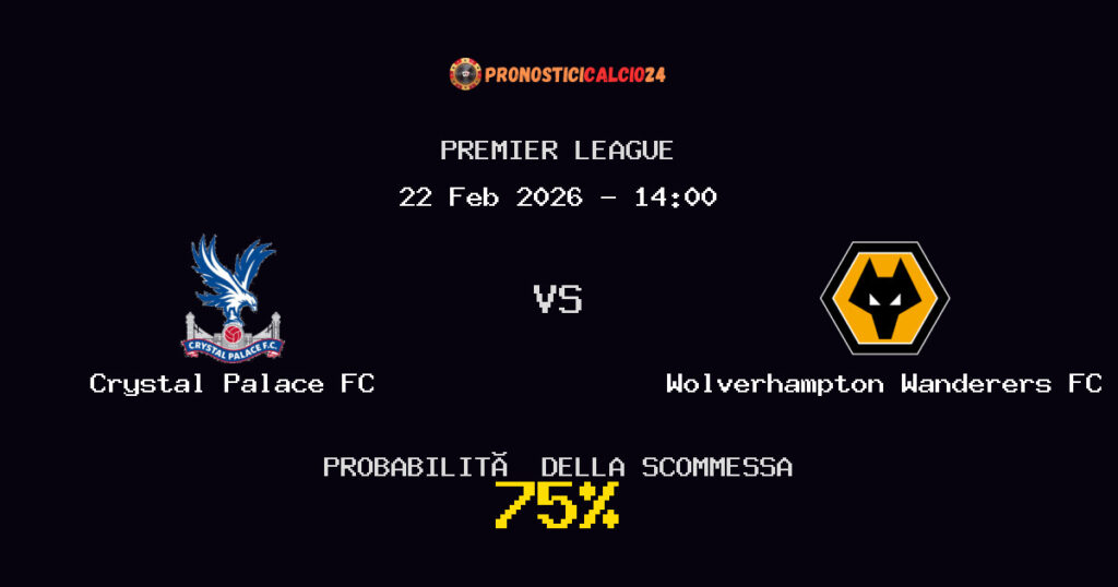 Crystal Palace FC vs Wolverhampton Wanderers FC Pronostici - Premier League - IL CONSIGLIO