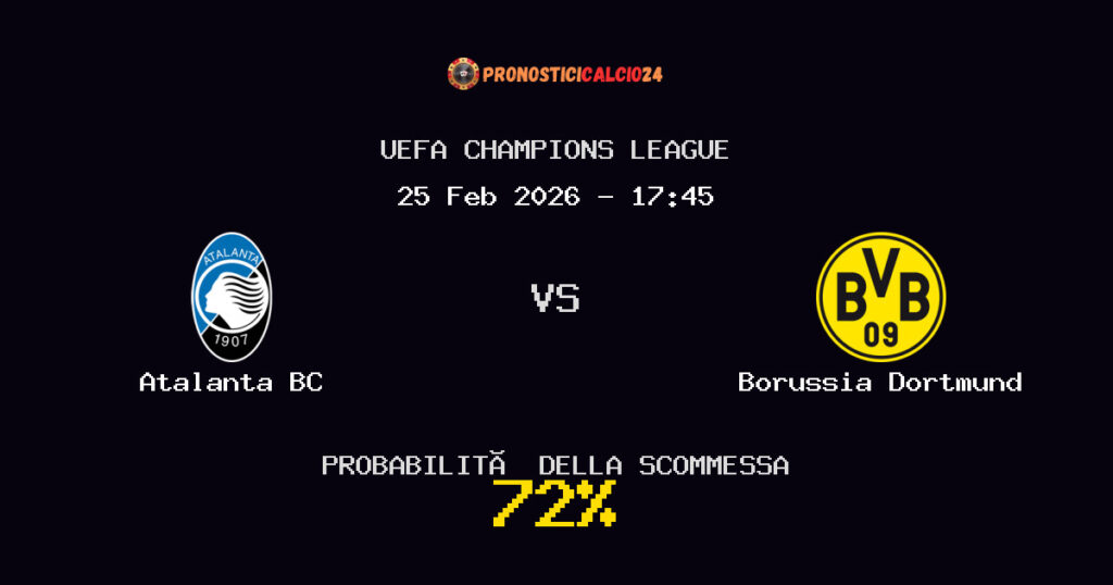 Atalanta BC vs Borussia Dortmund Pronostici - UEFA Champions League - IL CONSIGLIO