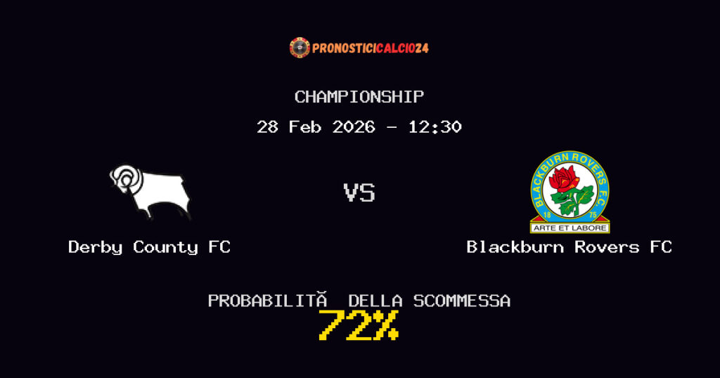Derby County FC vs Blackburn Rovers FC Pronostici - Championship - IL CONSIGLIO