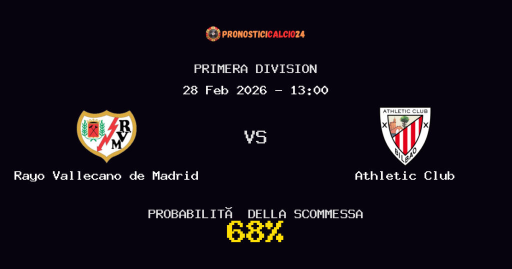 Rayo Vallecano de Madrid vs Athletic Club Pronostici - Primera Division - IL CONSIGLIO
