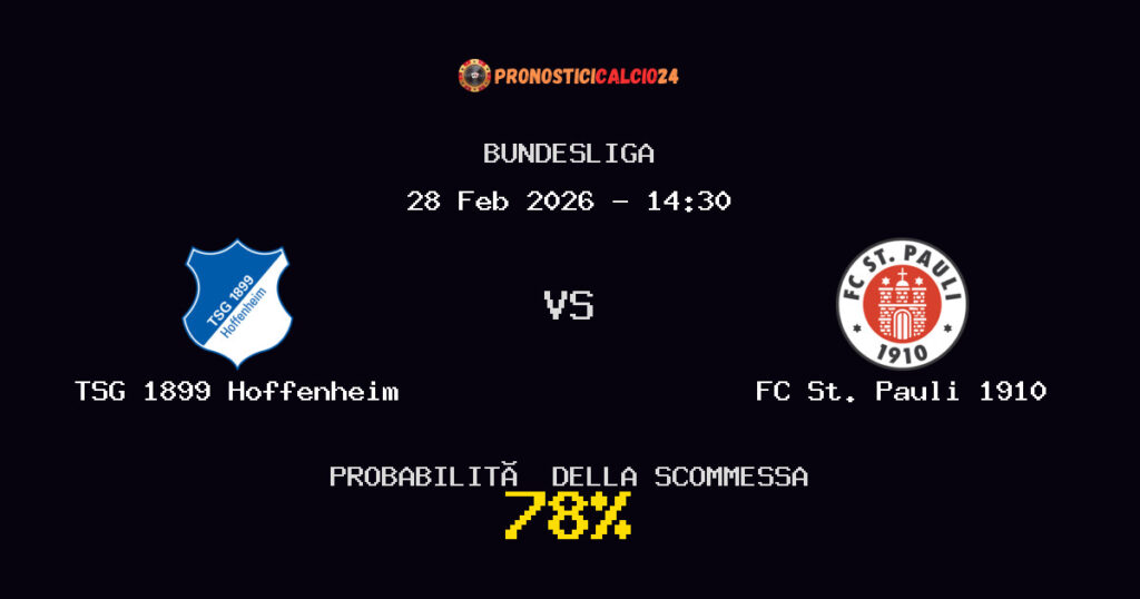 TSG 1899 Hoffenheim vs FC St. Pauli 1910 Pronostici - Bundesliga - IL CONSIGLIO