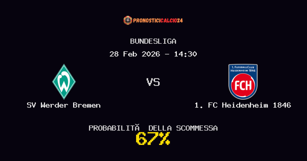 SV Werder Bremen vs 1. FC Heidenheim 1846 Pronostici - Bundesliga - IL CONSIGLIO