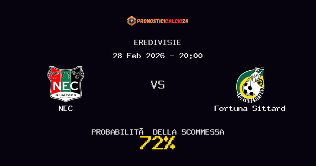 NEC vs Fortuna Sittard Pronostici - Eredivisie - IL CONSIGLIO