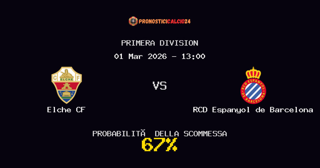 Elche CF vs RCD Espanyol de Barcelona Pronostici - Primera Division - IL CONSIGLIO