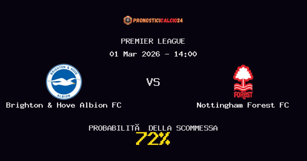 Brighton & Hove Albion FC vs Nottingham Forest FC Pronostici - Premier League - IL CONSIGLIO