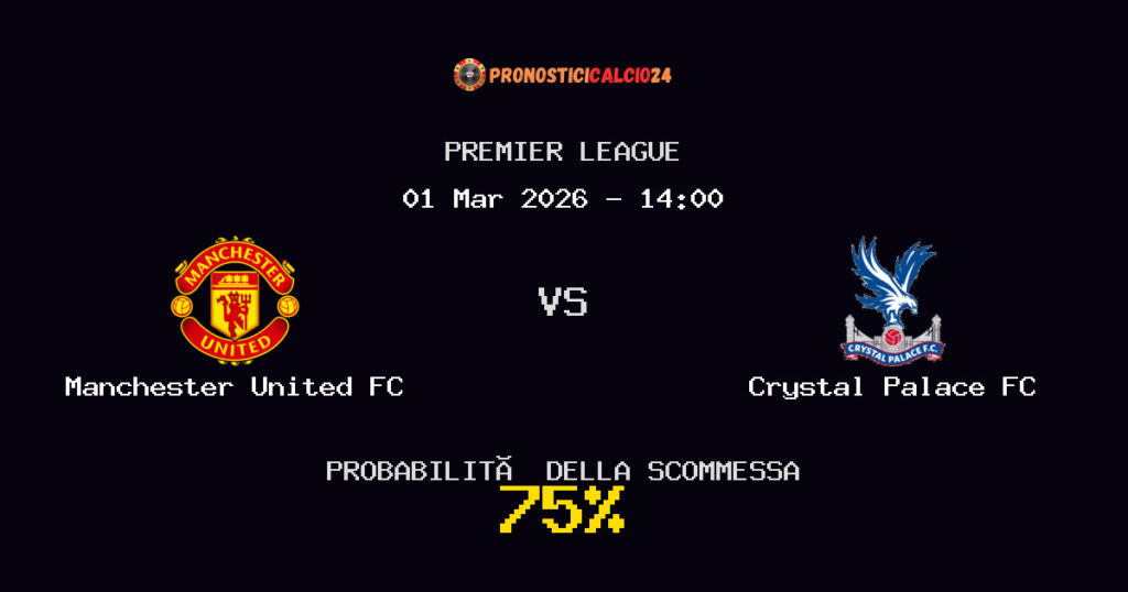 Manchester United FC vs Crystal Palace FC Pronostici - Premier League - IL CONSIGLIO