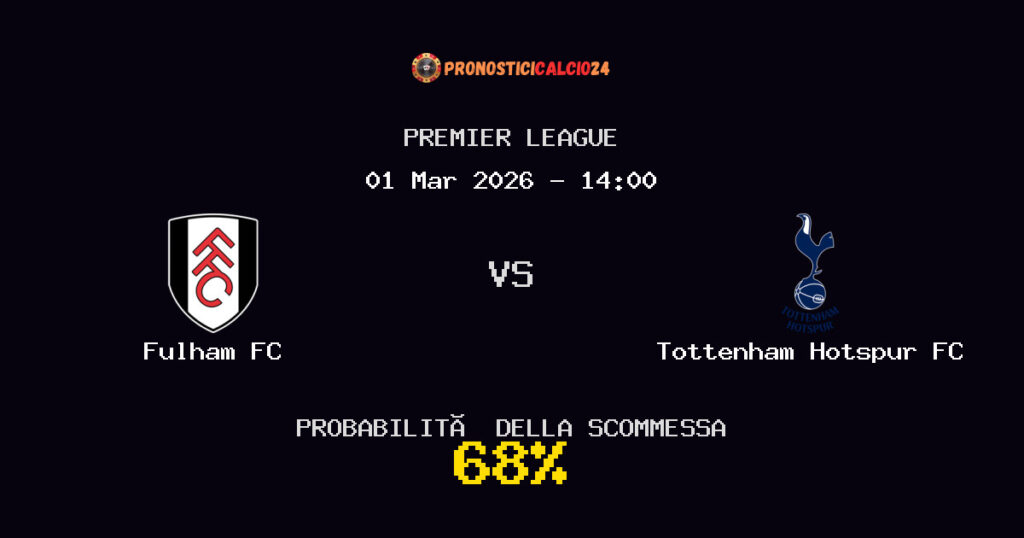 Fulham FC vs Tottenham Hotspur FC Pronostici - Premier League - IL CONSIGLIO