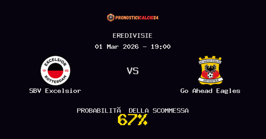 SBV Excelsior vs Go Ahead Eagles Pronostici - Eredivisie - IL CONSIGLIO