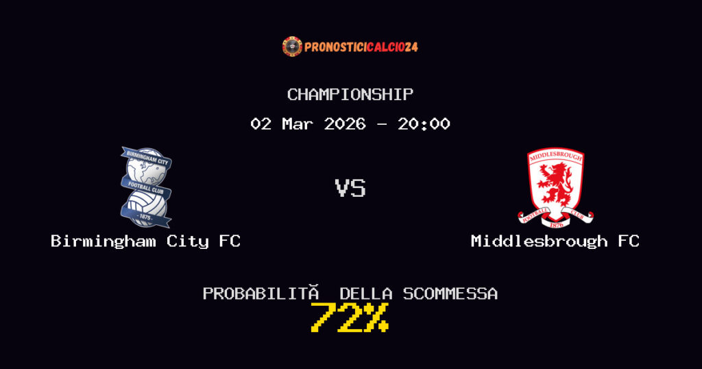 Birmingham City FC vs Middlesbrough FC Pronostici - Championship - IL CONSIGLIO