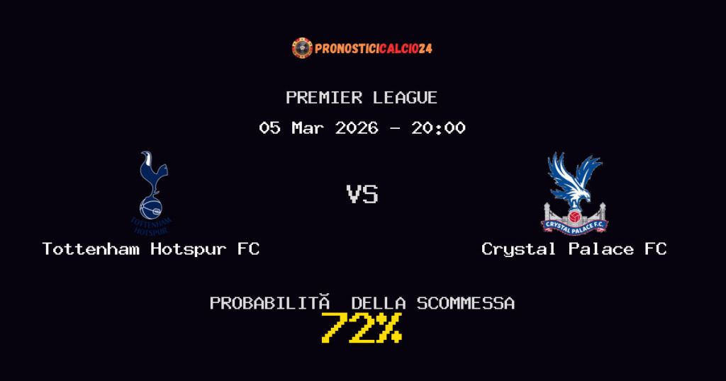 Tottenham Hotspur FC vs Crystal Palace FC Pronostici - Premier League - IL CONSIGLIO
