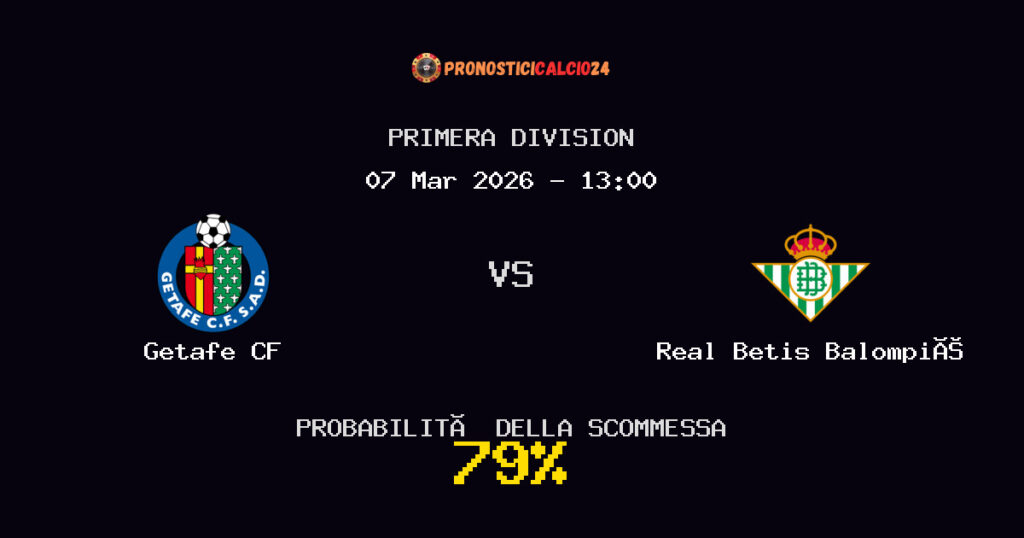 Getafe CF vs Real Betis Balompié Pronostici - Primera Division - IL CONSIGLIO