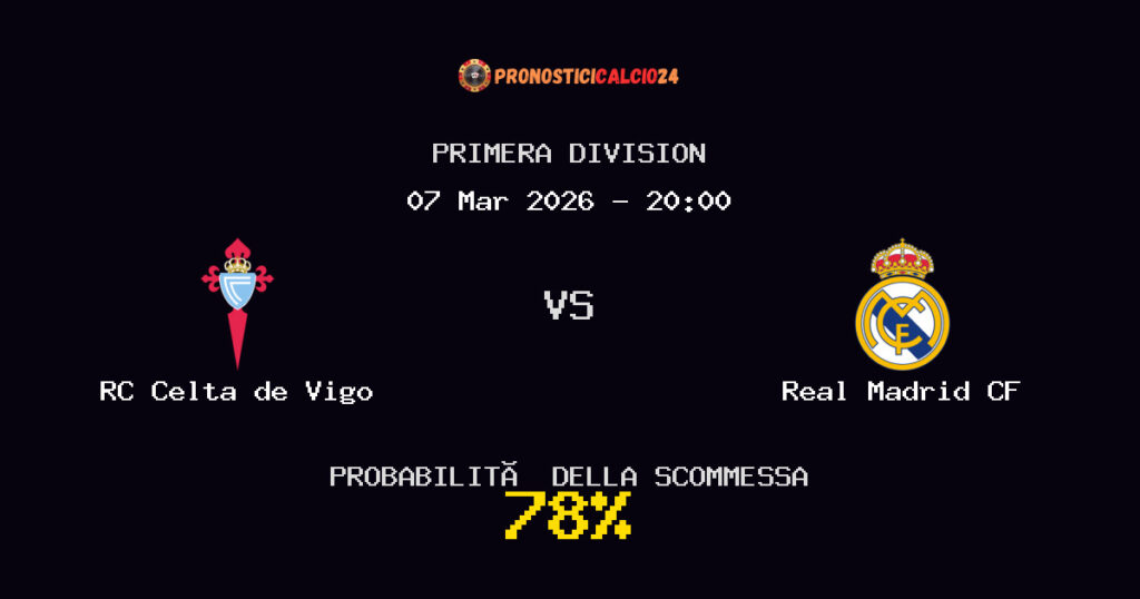 RC Celta de Vigo vs Real Madrid CF Pronostici - Primera Division - IL CONSIGLIO