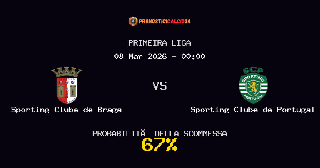 Sporting Clube de Braga vs Sporting Clube de Portugal Pronostici - Primeira Liga - IL CONSIGLIO