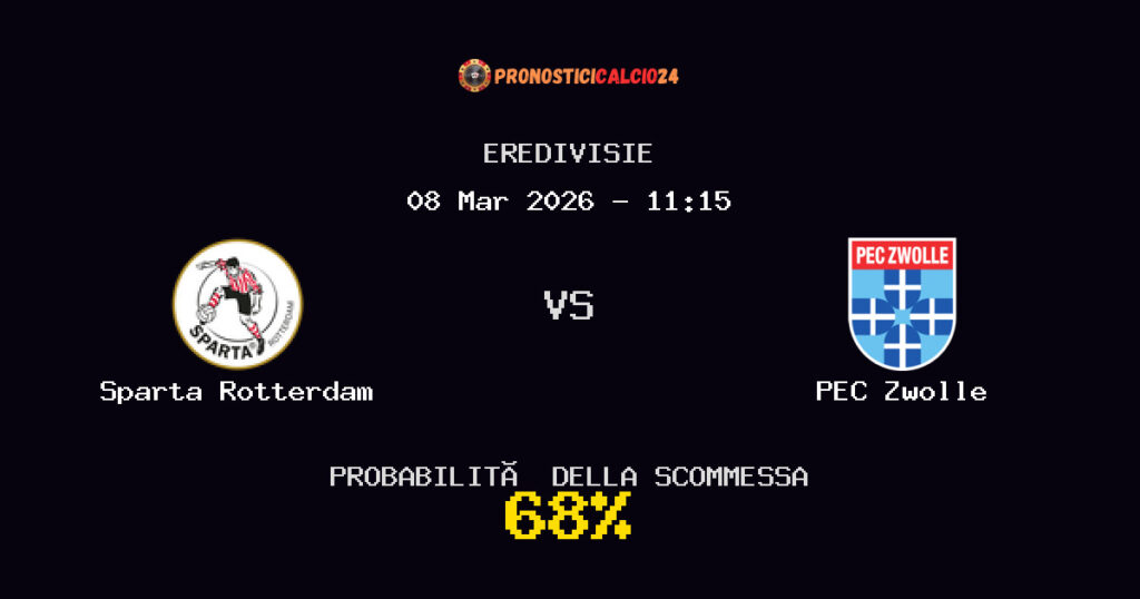 Sparta Rotterdam vs PEC Zwolle Pronostici - Eredivisie - IL CONSIGLIO