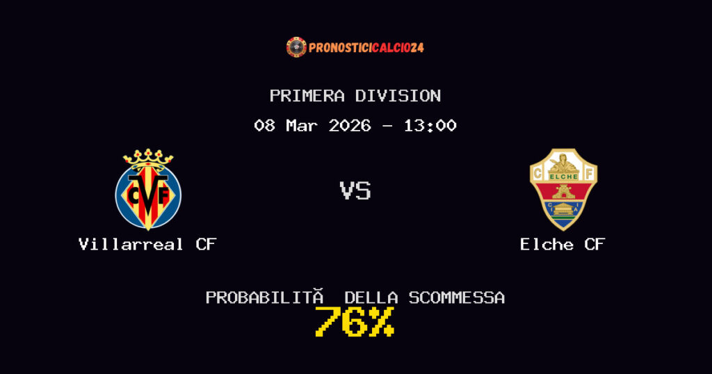 Villarreal CF vs Elche CF Pronostici - Primera Division - IL CONSIGLIO