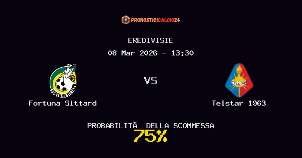Fortuna Sittard vs Telstar 1963 Pronostici - Eredivisie - IL CONSIGLIO