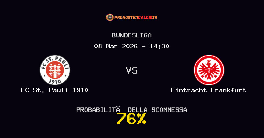 FC St. Pauli 1910 vs Eintracht Frankfurt Pronostici - Bundesliga - IL CONSIGLIO