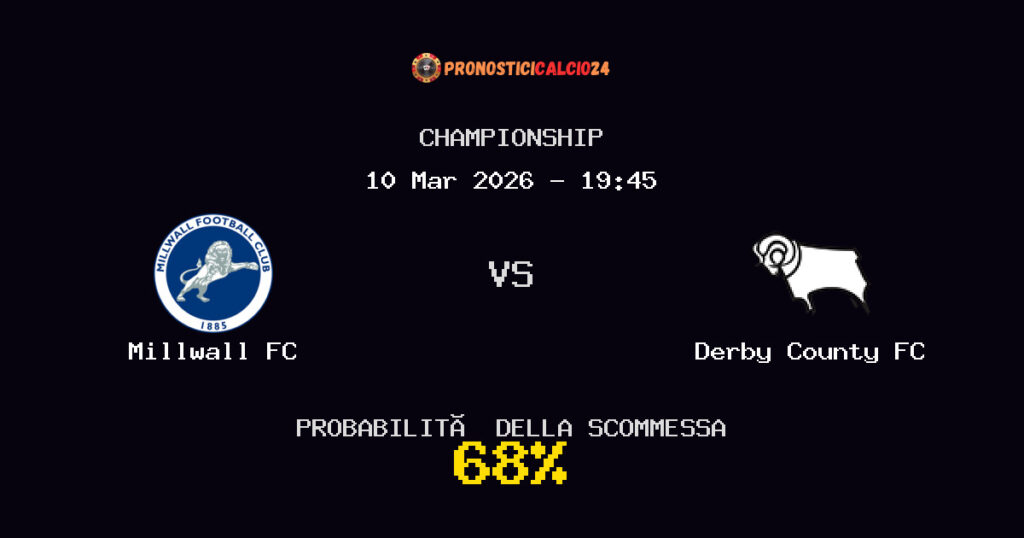 Millwall FC vs Derby County FC Pronostici - Championship - IL CONSIGLIO