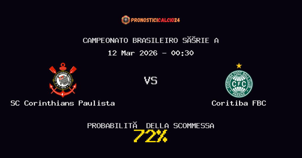SC Corinthians Paulista vs Coritiba FBC Pronostici - Campeonato Brasileiro Série A - IL CONSIGLIO