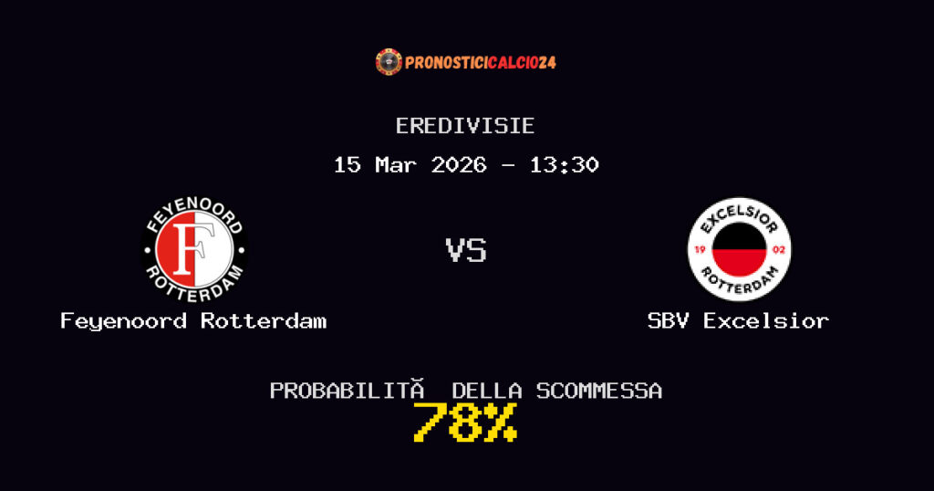 Feyenoord Rotterdam vs SBV Excelsior Pronostici - Eredivisie - IL CONSIGLIO