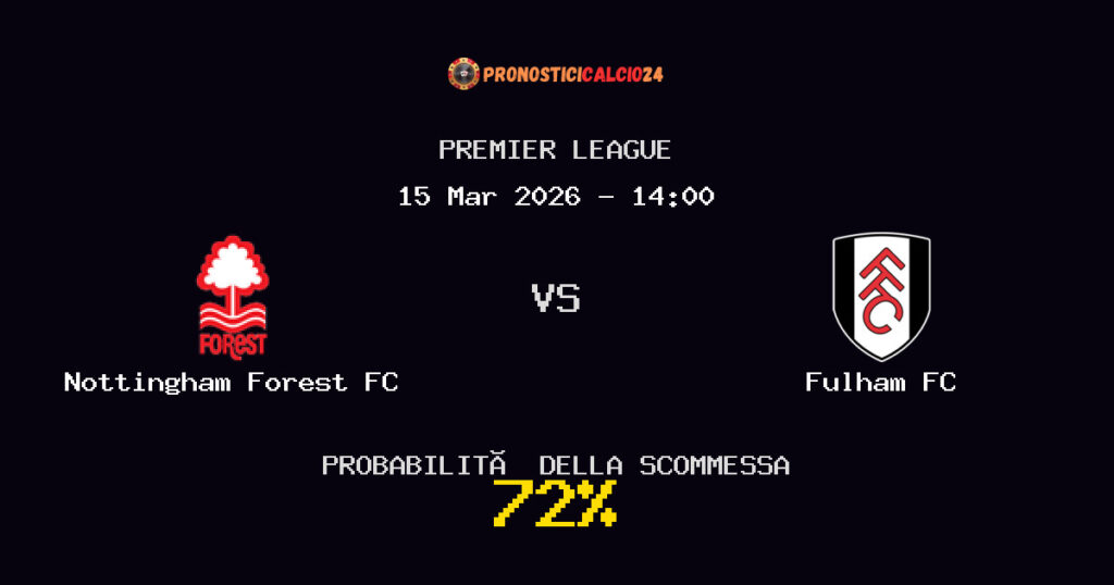 Nottingham Forest FC vs Fulham FC Pronostici - Premier League - IL CONSIGLIO