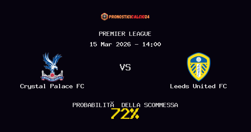 Crystal Palace FC vs Leeds United FC Pronostici - Premier League - IL CONSIGLIO