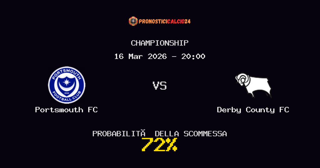 Portsmouth FC vs Derby County FC Pronostici - Championship - IL CONSIGLIO