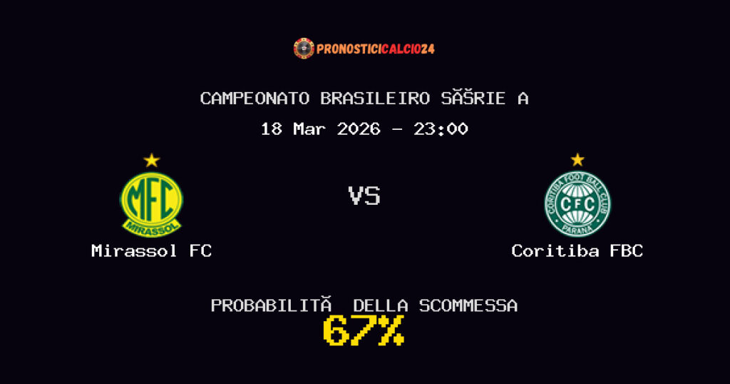 Mirassol FC vs Coritiba FBC Pronostici - Campeonato Brasileiro Série A - IL CONSIGLIO