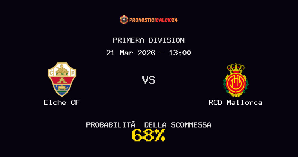 Elche CF vs RCD Mallorca Pronostici - Primera Division - IL CONSIGLIO
