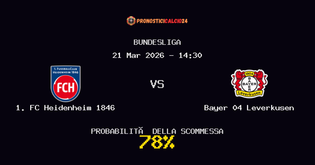 1. FC Heidenheim 1846 vs Bayer 04 Leverkusen Pronostici - Bundesliga - IL CONSIGLIO