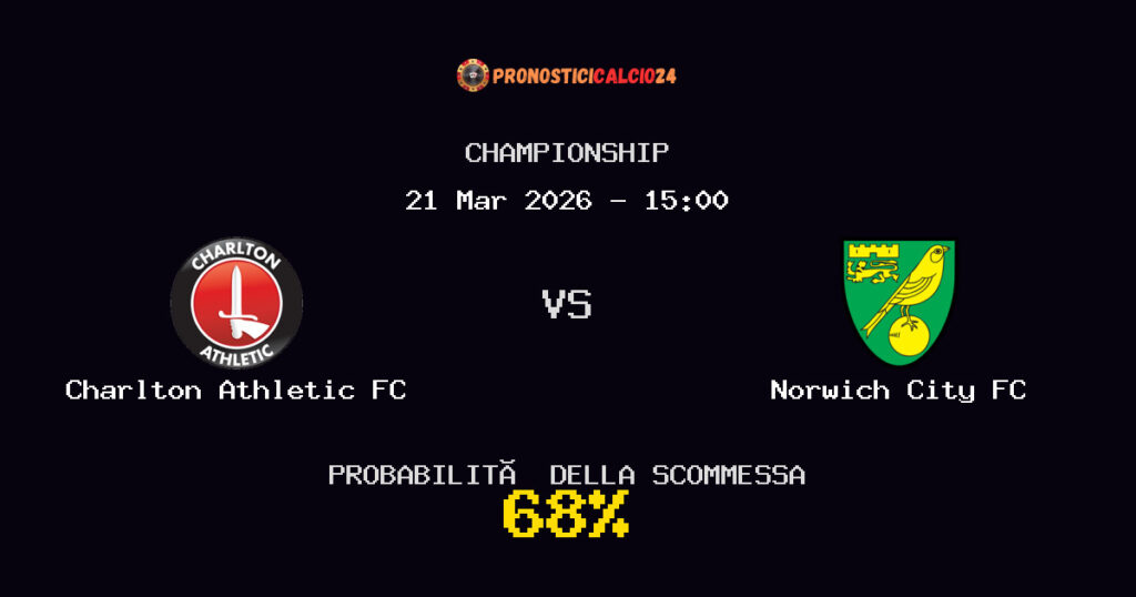 Charlton Athletic FC vs Norwich City FC Pronostici - Championship - IL CONSIGLIO