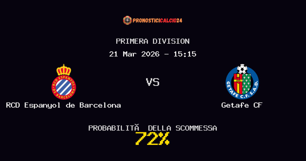 RCD Espanyol de Barcelona vs Getafe CF Pronostici - Primera Division - IL CONSIGLIO