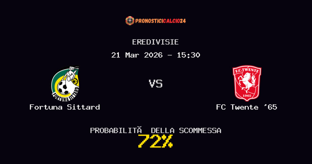 Fortuna Sittard vs FC Twente '65 Pronostici - Eredivisie - IL CONSIGLIO