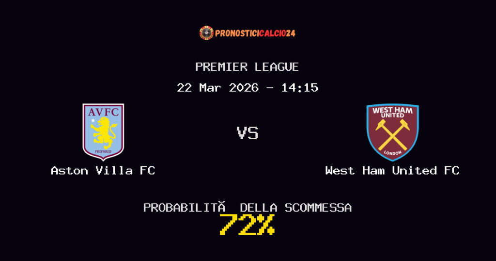 Aston Villa FC vs West Ham United FC Pronostici - Premier League - IL CONSIGLIO