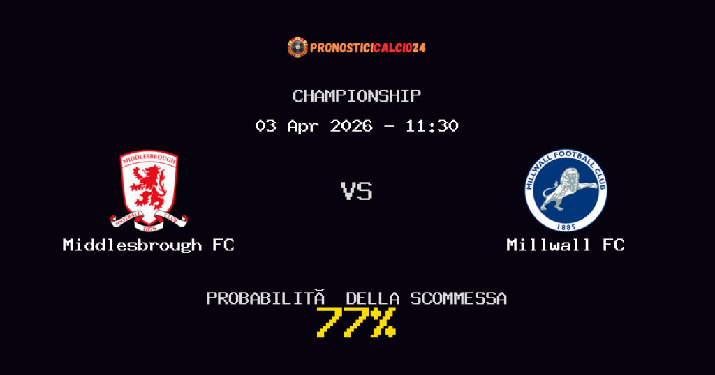 Middlesbrough FC vs Millwall FC Pronostici - Championship - IL CONSIGLIO