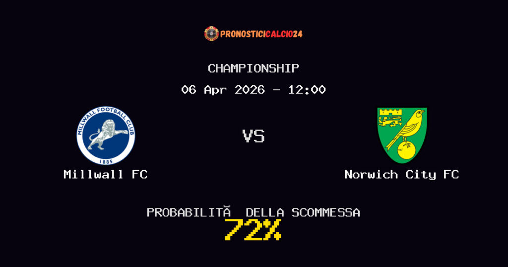 Millwall FC vs Norwich City FC Pronostici - Championship - IL CONSIGLIO