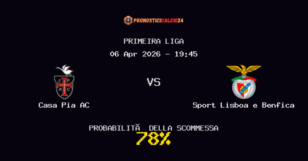 Casa Pia AC vs Sport Lisboa e Benfica Pronostici - Primeira Liga - IL CONSIGLIO