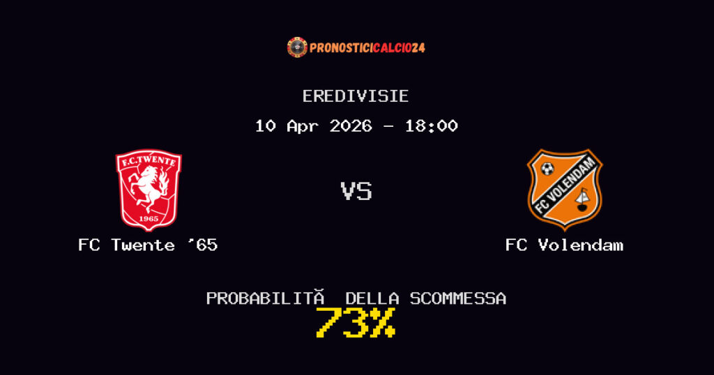 FC Twente '65 vs FC Volendam Pronostici - Eredivisie - IL CONSIGLIO