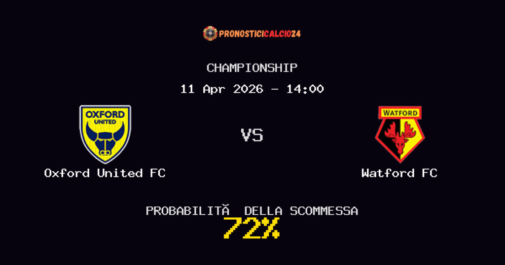 Oxford United FC vs Watford FC Pronostici - Championship - IL CONSIGLIO