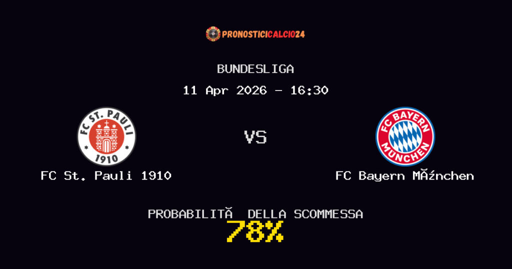 FC St. Pauli 1910 vs FC Bayern München Pronostici - Bundesliga - IL CONSIGLIO