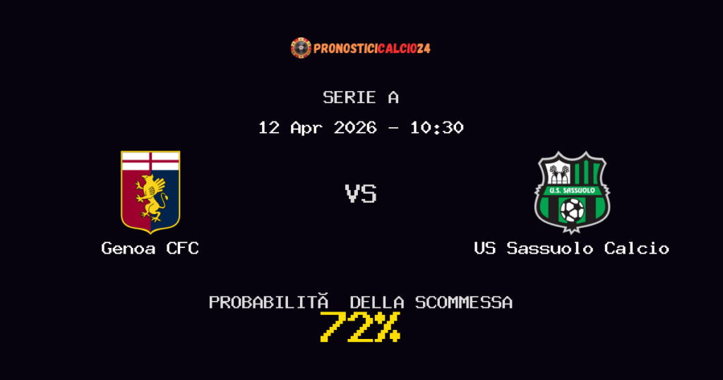 Genoa CFC vs US Sassuolo Calcio Pronostici - Serie A - IL CONSIGLIO